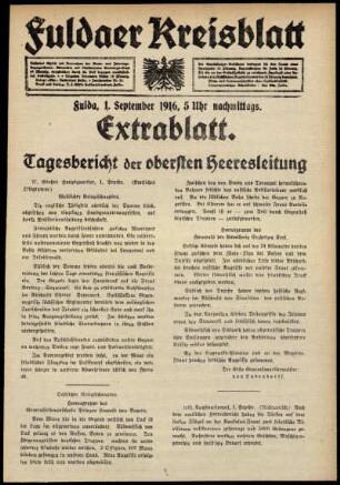 Ausgabe vom Freitag, den 01. September 1916.
