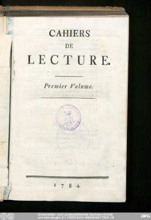 1.1784: Cahiers de lecture