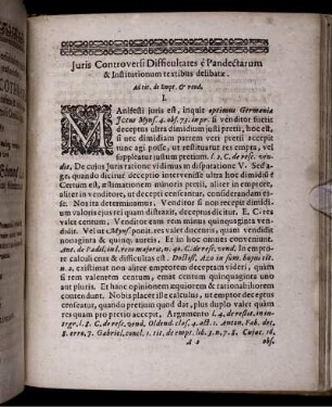 Juris Controversi Difficultates e Pandectarum & Institutionum textibus delibatae [...]
