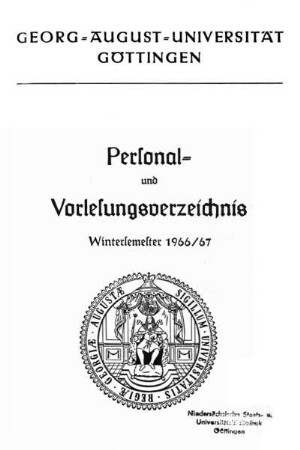 WS 1966/67: Personal- und Vorlesungsverzeichnis ...