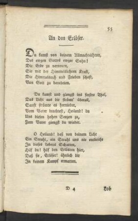 An den Erlöser.