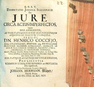 Dissertatio Iuridica Inauguralis De Iure Circa Actus Imperfectos