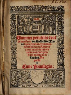 Summa perutilis ... super titulos decretalium