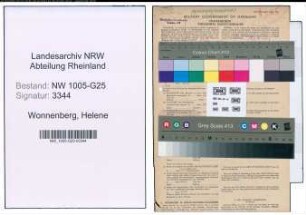 Entnazifizierung Helene Wonnenberg , geb. 30.04.1898 (Prokuristin)