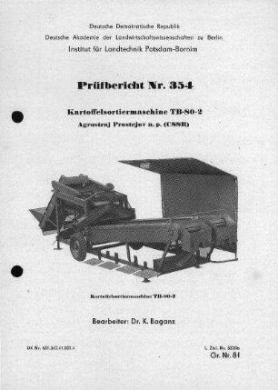 Kartoffelsortiermaschine TB-80-2