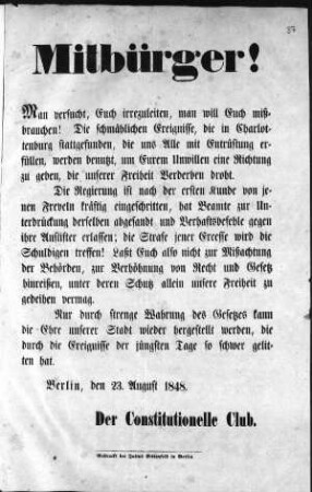 Mitbürger! Man versucht, Euch irrezuleiten, [...] (Sammlung Friedlaender)