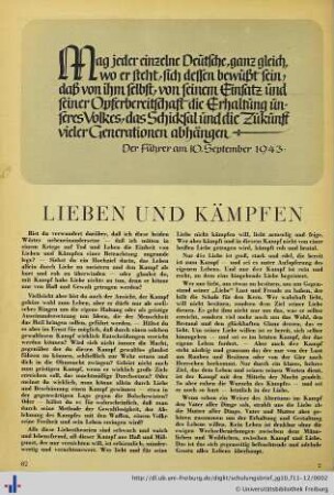 Lieben und Kämpfen.