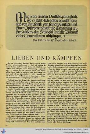 Lieben und Kämpfen.