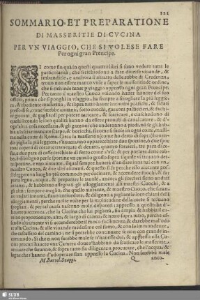 Sommario et preparatione di masseritie di cucina
