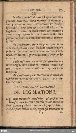 Progymnasma Ultimum De Legislatione