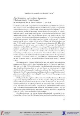 Von Böswichten und herrlichen Musicanten. Schulzeugnisse im 17. Jahrhundert : Mitarbeitervortrag