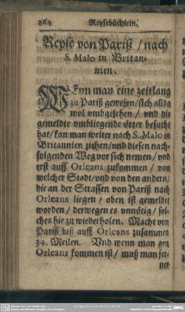 Reyse von Pariß, nach S. Malo in Britannien