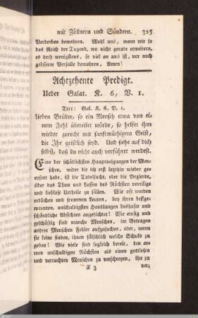 XVIII. Predigt: Von der brüderlichen Bestrafung.