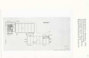 Fiat-Generalvertretung, Berlin-Charlottenburg (Diplomarbeit bei Karl Wilhelm Ochs): Sozialgebäude, Übergabe-Halle, Grundrisse 1:200