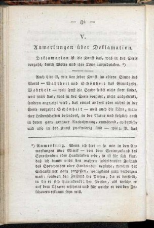 V. Anmerkungen über Deklamation.