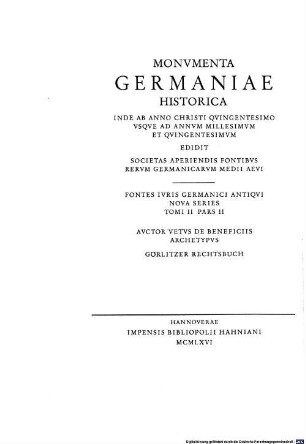 Auctor vetus de beneficiis. 2, Archetypus und Görlitzer Rechtsbuch