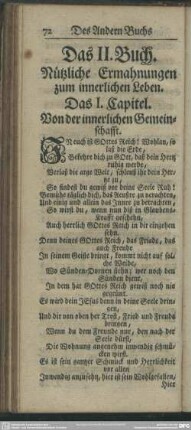 Das II. Buch. Nützliche Ermahnungen zum innerlichen Leben