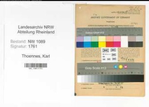 Entnazifizierung Karl Thoennes , geb. 17.09.1886 (Brandmeister)