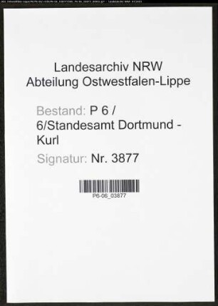 Heiratsregister Standesamt Dortmund-Kurl (XV)