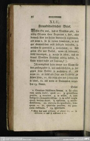 XLV. Freundschaftlicher Brief
