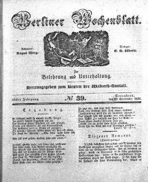 No. 39, Sonnabend, den 29. September 1838.
