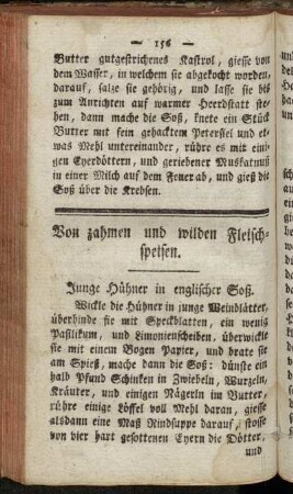 Von zahmen und wilden Fleischspeisen.