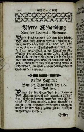Vierte Abhandlung von der Decimal-Rechnung.