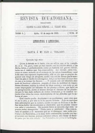Número 5.°, Quito, 31 de mayo de 1889.