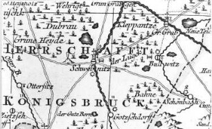 Schwepnitz. Oberlausitzkarte, Schenk, 1759