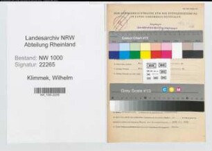 Entnazifizierung Wilhelm Klimmek, geb. 08.05.1894 (Beamter)