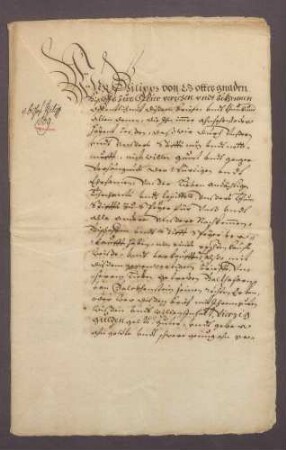 Schuldbrief des Bischofs Philipp von Speyer gegenüber Balthasar von Falkenstein über 1000 Gulden zu 4 Prozent.