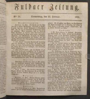 Donnerstag, den 23. Februar. 1832