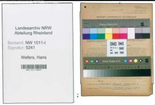 Entnazifizierung Hans Wefers , geb. 16.12.1909 ()