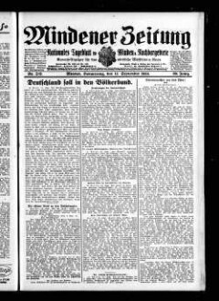 Mindener Zeitung : nationales Tageblatt für Minden u. Nachbargebiete : General-Anzeiger für den nördl. Reg.-Bezirk Minden