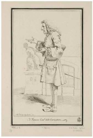 Il famoso Cavaliere delle Caricature (Karikatur des Pier Leone Ghezzi vor dem Pasquino in Rom)