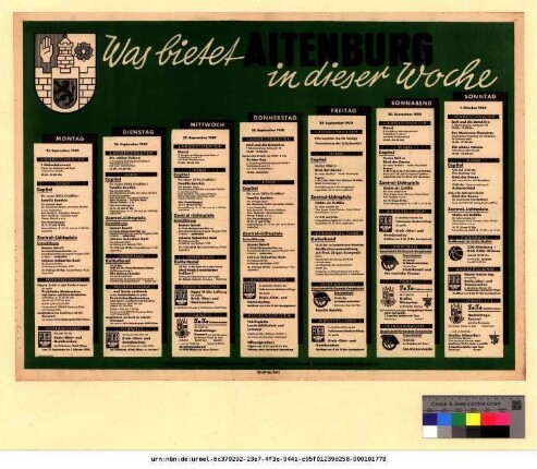 Originaltitel: Was bietet Altenburg in dieser Woche 25. September bis 1. Oktober 1950