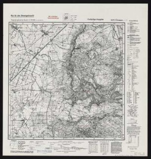 Messtischblatt [2470] = 1074 : Grunau, 1942 : Messtischblatt [2470] = 1074 : Grunau. - Vorläufige Ausg., Aufn. 1921 u. 1933/34, hrsg. 1925, bericht. 1939, Ausg. 1941, [Dr.] 25.6.42. - [Berlin] : Reichsamt für Landesaufnahme, 1942. - 1 Kt. : einfarb. - Vorläuf. Namensänd. rot eingedruckt