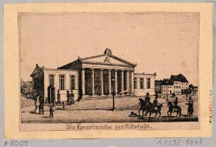 Die Altstädtische Hauptwache (Schinkelwache) in Dresden, 1832 gebaut, Blick nach Nordwesten
