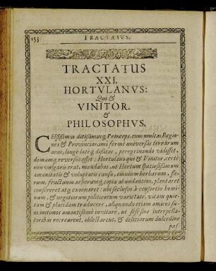 Tractatus XXI. Hortulanus: Qui & Vinitor & Philosophus