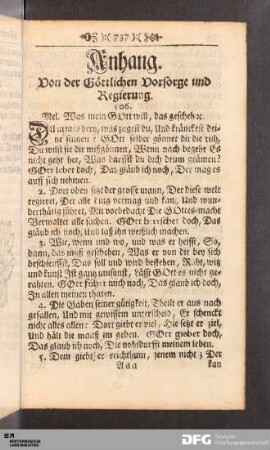 Von der Göttlichen Vorsorge und Regierung.