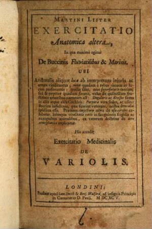 Exercitatio anatomica altera, in qua maxime agitur de buccinis fluviatilibus