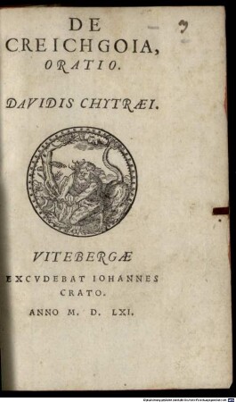 De Creichgoia, Oratio Davidis Chytraei