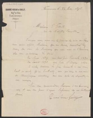Brief an ... Schott und B. Schott's Söhne : 22.05.1875