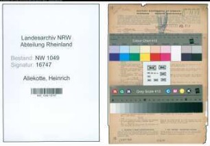 Entnazifizierung Heinrich Allekotte , geb. 19.10.1888 (Studienrat)
