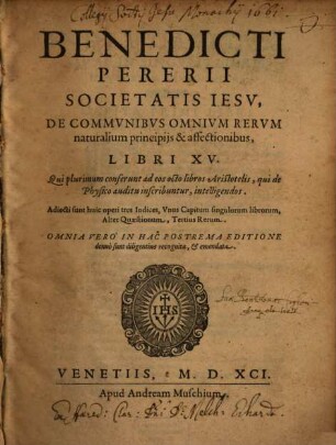 De communibus omnium rerum principiis libri quindecim