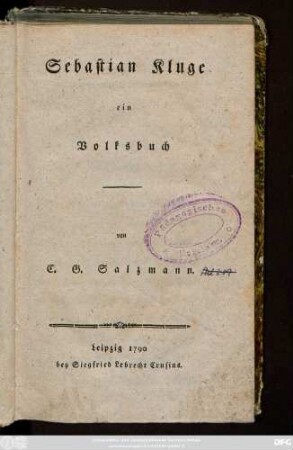 Sebastian Kluge : ein Volksbuch