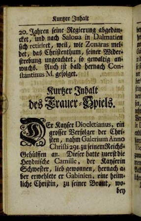 Kurtzer Inhalt des Trauer-Spiels.