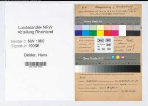 Entnazifizierung Hans Dehler, geb. 06.03.1911 (Kfz.Schlosser)