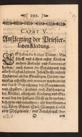 Caput V. Außlegung der Priesterlichen Kleidung.