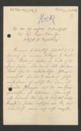 Brief von Wilhelm Gugler an Regensburgische Botanische Gesellschaft